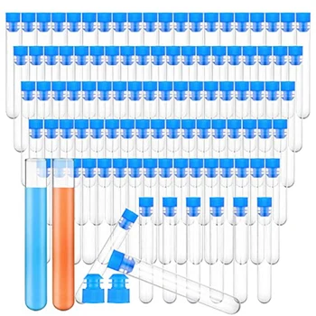 100 Adet 15 Ml Plastik Test Tüpleri Kapaklı 16X100MM Şeffaf Plastik Tüpler Kapaklı Fen Deneyleri İçin Boncuk