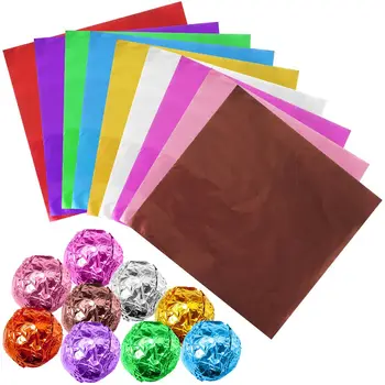 100 adet Altın Rengi alüminyum folyo Şeker Çikolatalı bisküvi teneke ambalaj kağıdı DIY Metal kabartma hediye kraft el işi kağıdı ambalaj