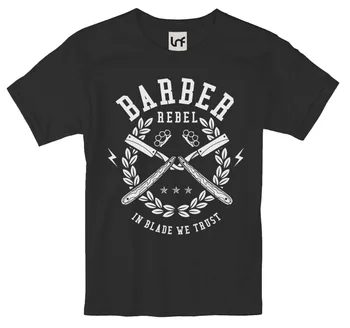 2019 Yeni Yaz Erkekler Sıcak Satış Moda Özel erkek tişört-Berber Rebel Tasarım sıfır yaka bluzlar Tee Gömlek