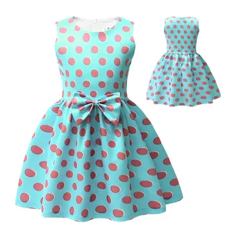 2023 Yaz Yeni Pembe Polka Dots çocuk Giysileri Kızlar İçin Vintage Prenses Elbise Çocuklar İçin Zarif Abiye 3-9 yıl
