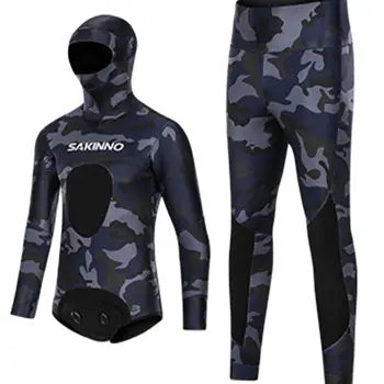 3.5 MM Neopren Wetsuit Tüplü Spearfishing Erkek Uzun Kollu İki Parçalı dalgıç kıyafeti Sörf Şnorkel Kış Termal Mayo
