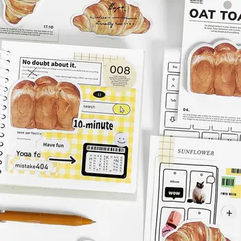 30 Yaprak Karikatür Yapışkan Notlar Kawaii ekmek tost kahve Memo Pedleri Sticker Öğrenci Hediyeler Kırtasiye Okul Ofis Malzemeleri