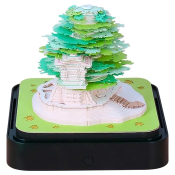 3D Sanat Takvim Bloknot 2024, yaratıcı Timepiece Takvim Sakura Ağacı Rip Away Kağıt Oyma Yapışkan DIY Not Kullanımı Kolay