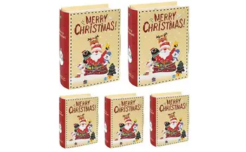 5 adet noel hediyesi Kutuları Dekoratif Kitap Kutusu Şekli Noel Baba Kutuları Noel Kraft kağit kutu Şeker Hediye Oyuncaklar Çerezler