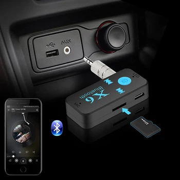 Araç Kiti Bluetooth uyumlu X6 Alıcısı Desteği Çağrı Müzik Telefonu AUX Giriş / Çıkış MP3 Müzik Çalar BMW Audi İçin Telefon Masa Müzik