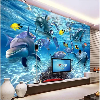 beibehang duvar kağıdı sanat arka plan fotoğraf Yunus deniz mercan deniz otel kötü odası duvar resmi Özel boyama oturma odası için