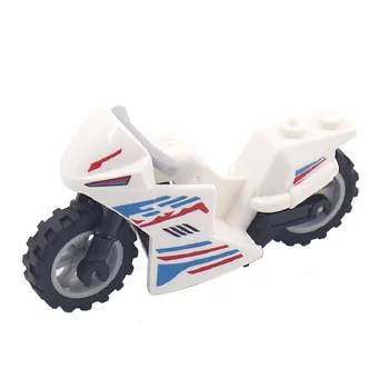 Beyaz Yarış Motosiklet Şehir Minifigurine Tuğla Min Aksiyon Figürleri plastik aksesuarlar Yapı Taşları Bebek Oyuncak Çocuk hediyeleri
