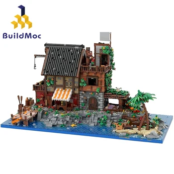 BuildMoc 21322 İmparatorluk Korsan Van Dyke adası Yapı Taşları Barracuda Bay Kale Eldorado İmparatorluğu Askerler Çocuk Oyuncakları Hediyeler