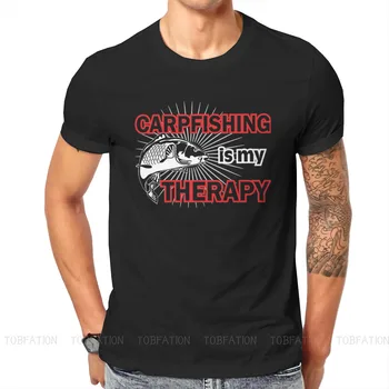 Carpfishing Benim Terapi Erkekler TShirt Sazan Balıkçılık Fisher Crewneck Kısa Kollu %100 % Pamuklu T Shirt Komik En Kaliteli Hediye Fikri
