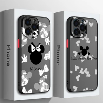 Disney Minnie Mickey Sevimli Apple iPhone 15 14 13 12 11 Mini Pro Max 8 7 6S 6 XR X XS Artı Buzlu Saydam Telefon kılıfı