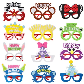 doğum günü gözlük parti dekorasyon karikatür hayvanlar çocuk resimleri mutlu sahne gösterisi komik gözlük hawaiian parti süslemeleri