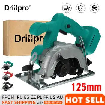 Drillpro Fırçasız 125mm Elektrikli Dairesel Testere Akülü 0-45° Ayarlanabilir Ağaç İşleme Güç Bahçe Aracı İçin 18V Pil