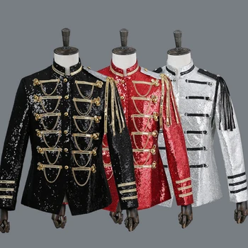 Erkek Saray Kostümleri Ortaçağ Askeri Töreni Performans Kostümleri 2023 Sonbahar ve Kış Yeni Retro Düz Renk erkek Ceketleri