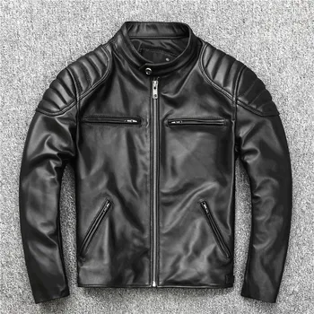 erkekler güz kış ceket lüks yüksek kalite hakiki deri motosiklet yakışıklı ceketler ince tops