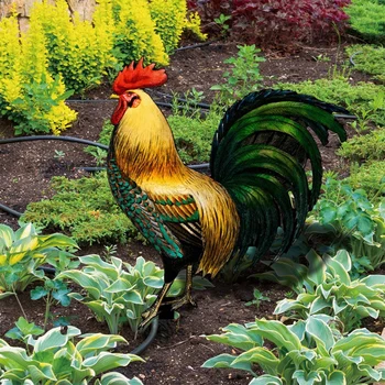 Horoz Kazık Açık Bahçe Ev Süsleme Dekorasyon Akrilik Çift taraflı Tavuk Horoz Kümes Hayvanları Heykeli Avlu Yard Dekorları