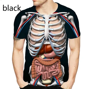 Insan İskelet Organları Grafik T Shirt Erkek Giyim 3D Goth Kafatası Baskılı Kısa Kollu Üstleri Tee Komik Cadılar Bayramı erkek tişört