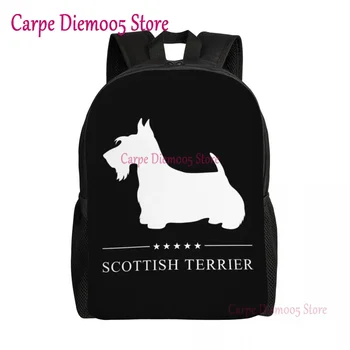 İskoç Terrier Laptop Sırt Çantası Erkek Kadın Moda Bookbag için Okul Koleji Öğrenci Scottie Köpek Çanta