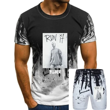Justin Bieber Run It Görüntü Siyah T Shirt Yeni Amaçlı Tur Merch baskılı tişört Gömlek