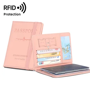 Kadın Erkek RFID Vintage İş Pasaport Tutucu Kapakları Çok Fonksiyonlu KİMLİK Banka Kartı PU deri cüzdan Kılıf Seyahat Aksesuarları