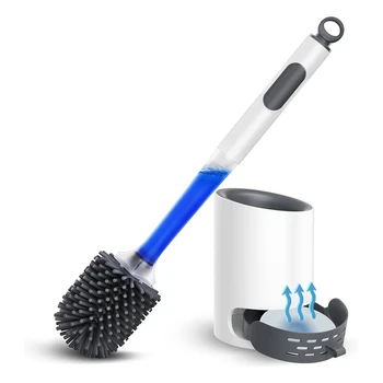 Klozet Fırçası Tutucu Seti, Silikon Tuvalet Fırçası Doldurulabilir Kolu Dağıtıcı Scrubber Rv Temizleyici Tuvalet Fırçası