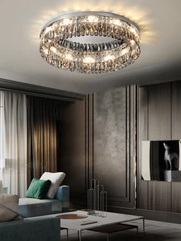Modern lüks kristal avize cam yuvarlak tavan lambası oturma odası ışıkları yatak odası için Led Aydınlatma tavanda asılı lambaları