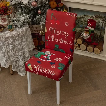 Noel Baskılı sandalye kılıfı Streç Noel Baba Kapakları Sandalye Kış klozet kapağı Bahar Festivali Sandalye Slipcover Ev Otel İçin