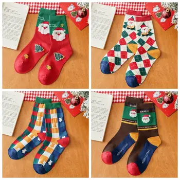 Noel Orta Tüp Çorap Kadın Noel Baba Buzağı Çorap Noel Mercan Polar Orta Tüp Çorap Kadın Elk Buzağı Çorap
