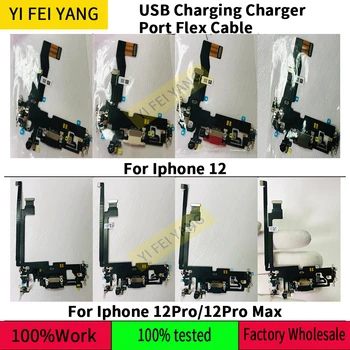 Orijinal USB Şarj Yuvası Konektörü iPhone 12, 12P Pro Max, Şarj Fişi Bağlantı Noktası, Flex Kablo Mic ile Onarım Parçaları