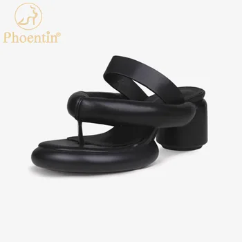 Phoentin Marka yeni flip flop terlik kadınlar için 2023 yaz yuvarlak yüksek Topuk açık terlik moda tasarım sandalet FT2709