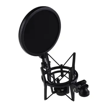 Profesyonel Mikrofon Mikrofon Şok Dağı ile Kalkan Filtre Ekran Mikrofon Şok Dağı Tutucu Braketi Büyük Diyafram Mikrofon