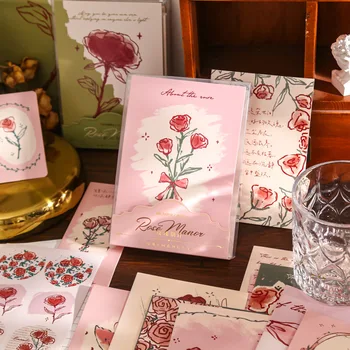 Rose Manor Serisi Mektup Defteri Seti Zarif ve Romantik Çiçek Tasarımı, Aşk Mektupları ve Özel Günler için Mükemmel