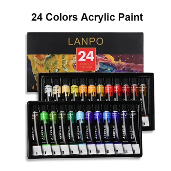 Sanatçılar Boyama için profesyonel 24 Renk Alüminyum Tüp Akrilik Boya Seti