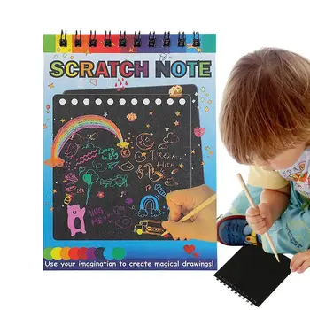 Scratch Boyama Çocuk Oyuncakları 10 adet Yaratıcı Eskiz Defteri Karikatür Kağıt DIY Graffiti Aracı El-Boyalı Kazı Kazan Kartları Çocuk
