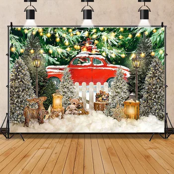 SHENGYONGBAO Noel Ağacı pencere çelengi Fotoğraf Backdrop Ahşap Kapılar Kardan Adam Sinema Çam Yeni Yıl Arka Plan Prop ANT-02