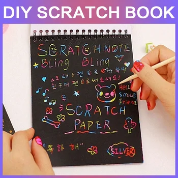 STONEGO Scratch Graffiti Kitap DIY Karikatür eskiz defteri Renkli Scratch Boyama Çocuk Sürpriz Kaplama Sihirli Kitap