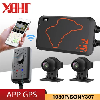 Su geçirmez Motosiklet DVR Dash kamera Motokros Sürüş Kaydedici Video GPS Navigasyon Gece Görüş Ön Arka Kamera Çift 1080P DVR