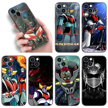 UFO Robot Anime telefon kılıfı için Apple iPhone 12 13 Mini 11 14 Pro XS Max 6S 6 7 8 Artı 5S X XR SE 2020 2022 Yumuşak TPU Siyah Kapak