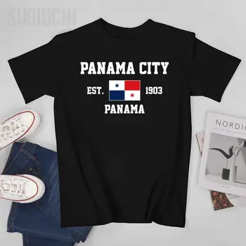 Vatansever Bayrak Panama EST.1903 Panama City Erkekler Tshirt Tees T-Shirt O-Boyun T Shirt Kadın Erkek Giyim %100 % Pamuk