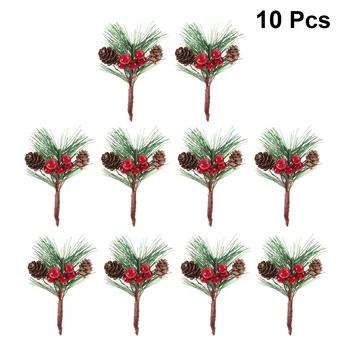 Çam Noel Seçtikleri Yapay Berry Sapları Meyveleri Dekorasyon Ağacı El Sanatları Dalları Konileri Kırmızı Çelenk Çam Kozalakları Ağaçları Pick