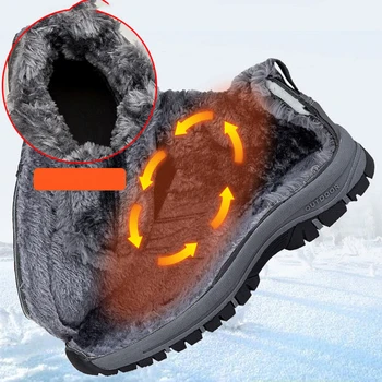 Çizmeler erkek Kadın Peluş Kış Ayakkabı Erkekler İçin Açık Havada Moda yürüyüş botları Su Geçirmez Kar bileğe kadar bot Tırmanma Pamuk Sneakers