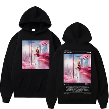 Şarkıcı Nicki Minaj Müzik Albüm Kapağı Grafik Hoodie Pembe Cuma 2 Çift Taraflı Baskı Tişörtü Unisex Moda Casual Kazaklar